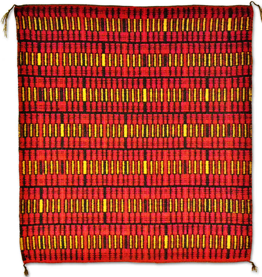 Fiber Art/Rug Weaving Red Yellows by Charles H. Blanchard